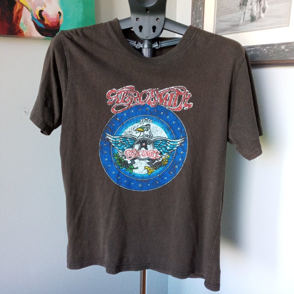 Aerosmith Aero Force graphic  dark grey T-Shirt Size large